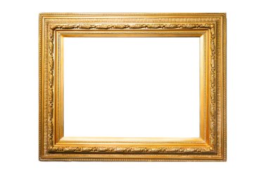 Beyaz arkaplanda dekoratif oymalı Kenarlık ile süslenmiş Altın Resim Çerçevesi