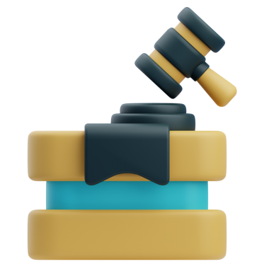 3D Yargıç Gavel ve Blok Simgesi