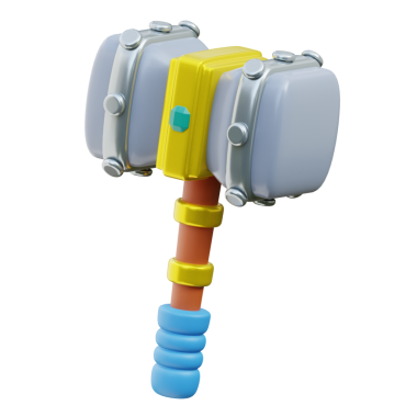 Oyunlar için 3B Çizgi Film Çift Başlı Çekiç