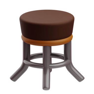 3D Kahve Dükkanı Yuvarlak Sandalyesi