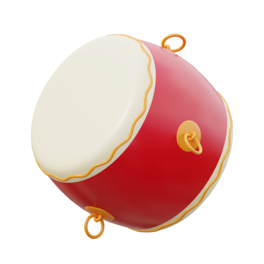 3D Geleneksel Çin Davul İllüstrasyonu