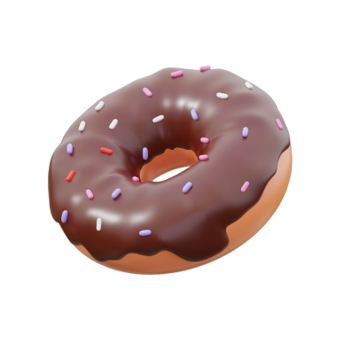 3 Boyutlu Çikolata Serpiştirilmiş Donut Çizimi