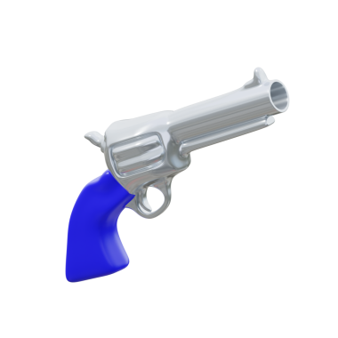 Mavi Saplı 3D Klasik Amerikan Tabancası