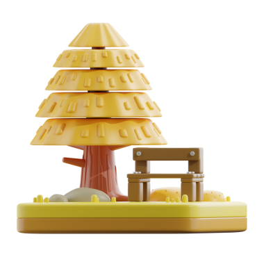 Ağaç ve Bençle 3D Sonbahar Park Sahnesi