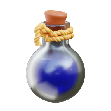3D Fantezi Mavi İksir Şişe Varlığı