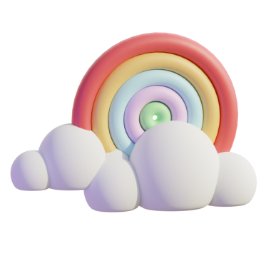 Bulutlardan çıkan 3D Fantezi Gökkuşağı