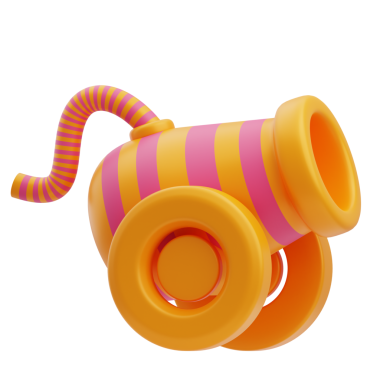 Renkli 3D Karnaval Cannon İllüstrasyonu