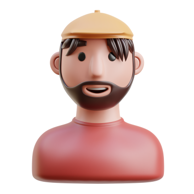 3D Fransız Sanatçı Karakteri İllüstrasyonu