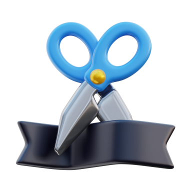 3D Kurdele Kesme Töreni Büyük Açılış Simgesi