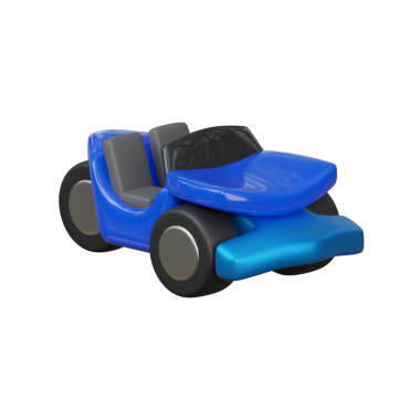 3D Mavi Üç Tekerlekli Araba Modeli