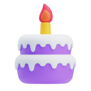 3D Animasyon Mor Pasta Doğum Günü Kutlaması