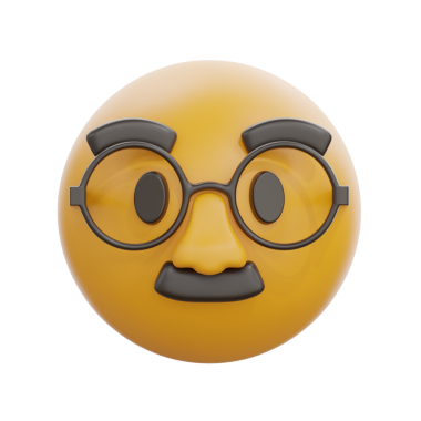 Gözlüklü 3D Gizlenmiş Yüz Duygu Simgesi