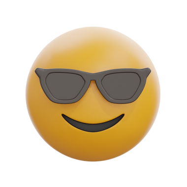 Güneş gözlüklü 3D gülen surat Emoji.