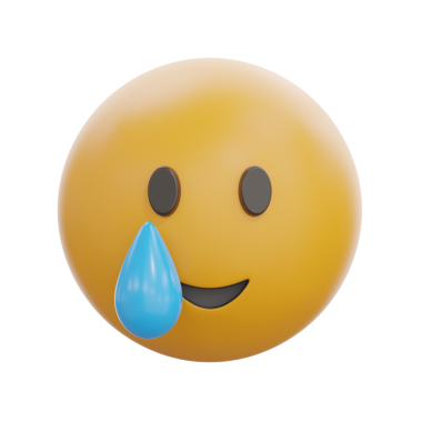 Gözyaşı Emoji ile 3D Gülümseyen Yüz