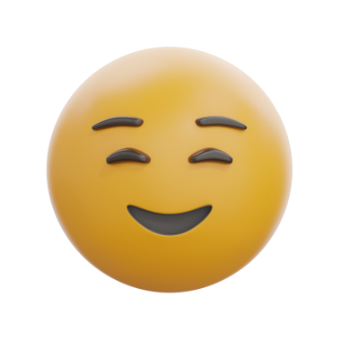 Rahatlamış İfadesi olan 3D Gülen Yüz Emoji