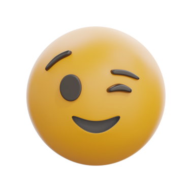 3D Göz Kırpan Yüz Emoji Duygu Simgesi