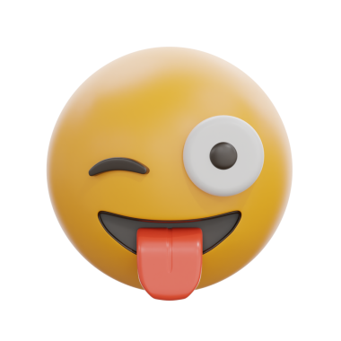 Dil Emoji Simgesi ile 3B Göz Kırpan Yüz