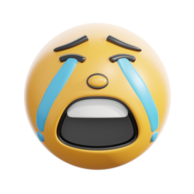 3D Retro Yüksek Sesli Ağlayan Yüz Emoji