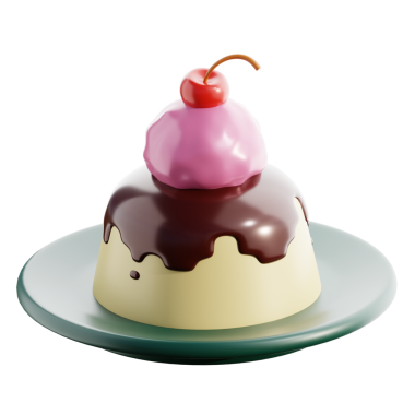 3D Puding İzole Simge Hazırlama