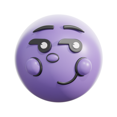 3D Retro Sırıtan Yüz Mor Emoji