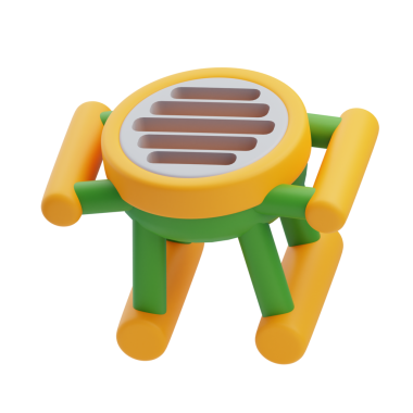 3 Boyutlu Barbekü İzole Edilmiş Simge İllüstrasyonu