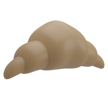 3 Boyutlu Kruvasan Ayıklanmış Simge İllüstrasyonu