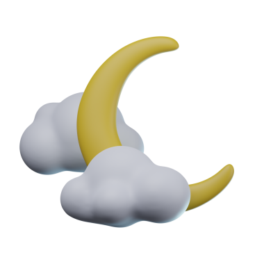 3D Bulutlu Gece Şeffaf Simge İllüstrasyonu