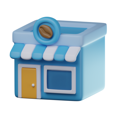 3D Kahve Dükkanı Şeffaf Simge İllüstrasyonu