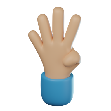 3D Dört Parmak El Hareketi Şeffaf Simge ResmiComment