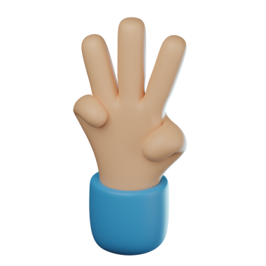 3D İki Parmak El Hareketi Şeffaf Simge İllüstrasyonu