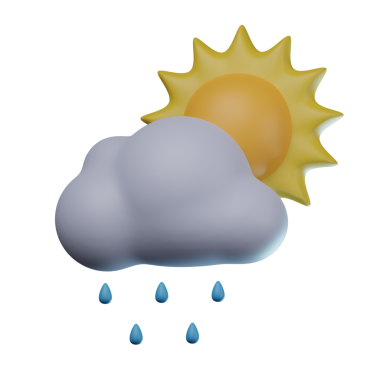 3D Sunny Rain Şeffaf Simge İllüstrasyonu