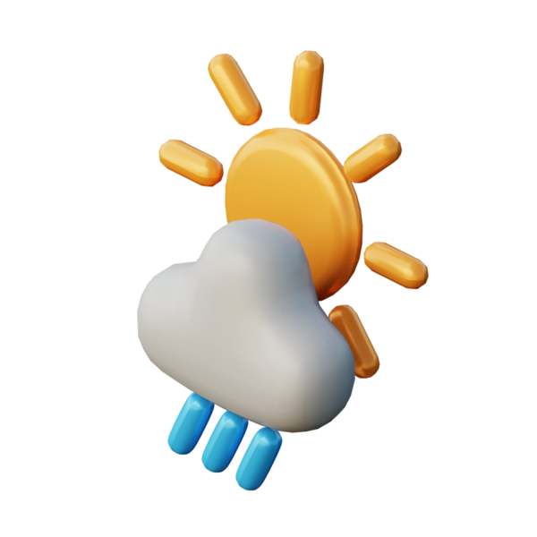 3D Yağmurlu Gün Resmetme Simgesi Hazırlama