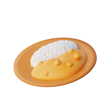 3 Boyutlu Curry Rice Simgesi Çizimi