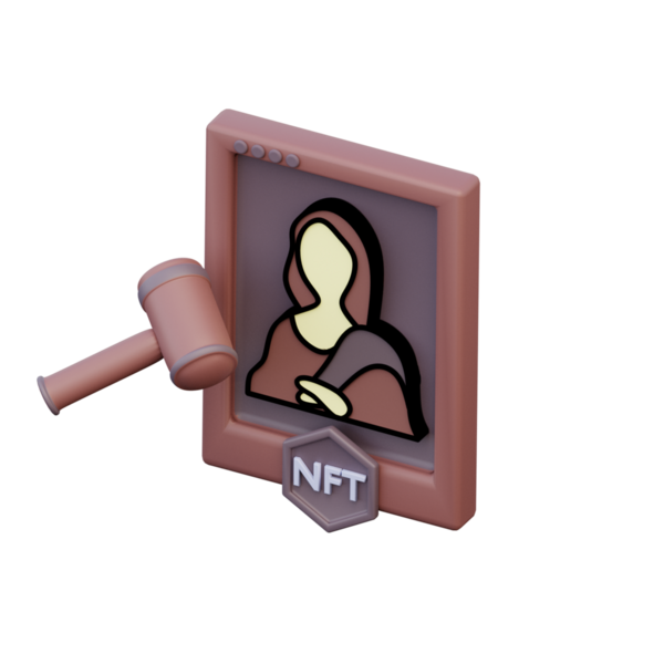 3D NFT Açık Artırma Simgesi Hazırlama İllüstrasyonu