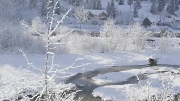Krásný Pohyb Panning Záběry Úžasné Malebné Krajiny Pohled Zimu Rumunské — Stock video