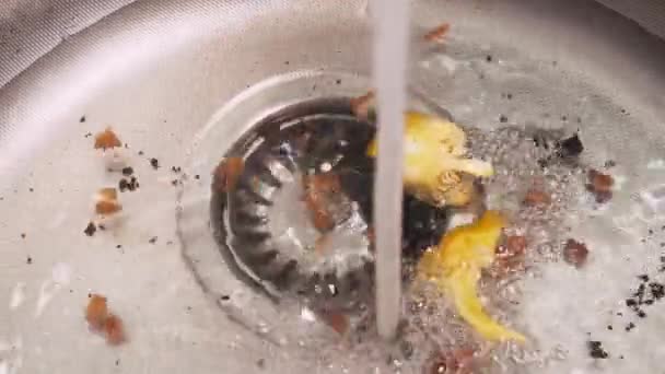 Footage Stuffy Washstand Full Dirty Water — стоковое видео