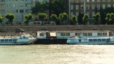 Hungary- Budapest, 17 June 2022- Panning motion video from boat on beautiful streets of Budapest.