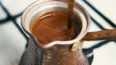 Close up video of making Turkish Coffee in Ibric.