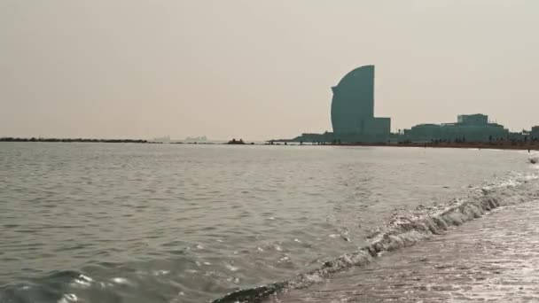 Şubat 2023 Spanya Barselona Bahar Zamanı Barcelona Deniz Manzarası Videosu — Stok video