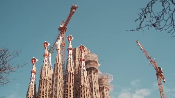 Februari 2023 Spanje Barcelona Video Van Sagrada Familia Katholieke Kathedraal — Stockvideo