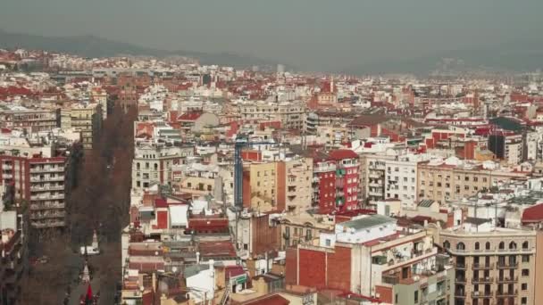 Φεβρουαρίου 2023 Ισπανία Βαρκελώνη Βίντεο Από Πάνω Από Την Πόλη — Αρχείο Βίντεο