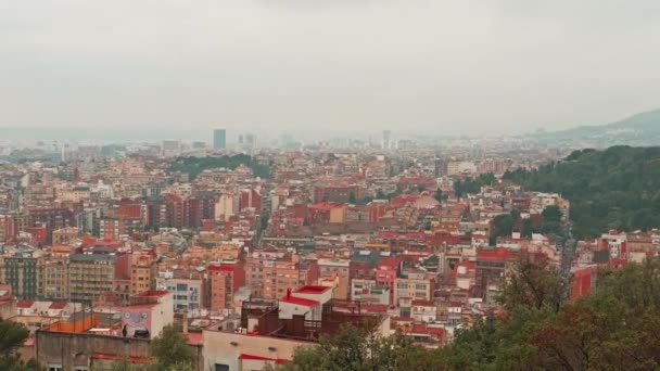 Şubat 2023 Spanya Barselona Spanya Nın Barselona Şehrinin Yukarısından Görüntüler — Stok video