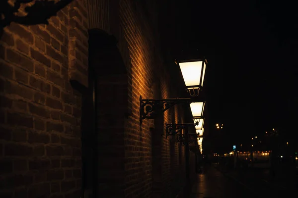 Close Foto Van Oude Vintage Lamp Buiten Tijdens Nacht Tijd — Stockfoto