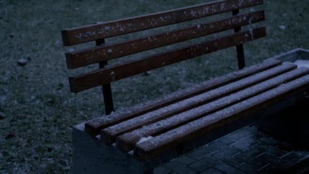 Крупним Планом Кадри Порожньої Лави Снігу Вечірній Час — стокове відео
