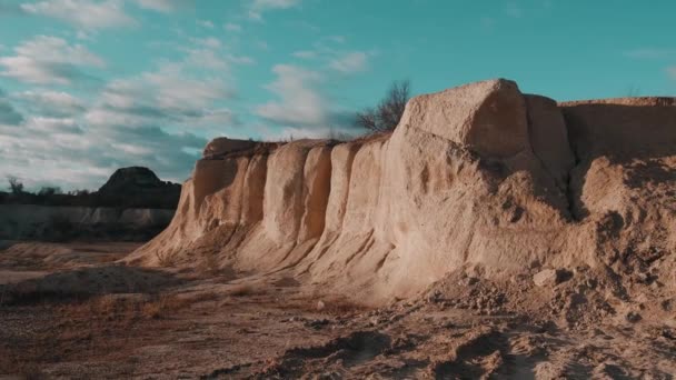 Motion Footage Beautiful White Hill Formation Canyon Sunrise — Stock Video