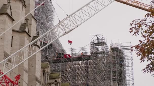 2023 Október Párizs Franciaország Videó Notre Dame Paris Rekonstrukciójáról Sérülés — Stock videók