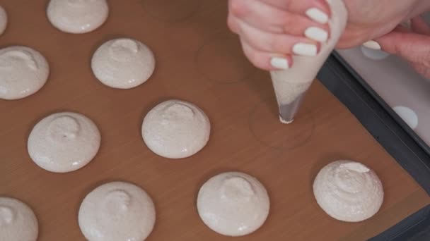 Відео Шеф Кухаря Виготовлення Печива Макарунів — стокове відео