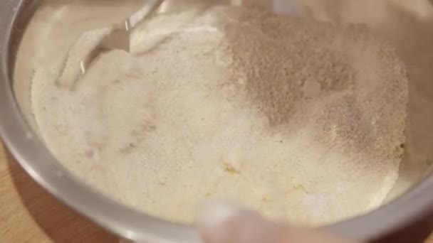Ciasto Chef Mieszanie Rękami Ciasto Makaron — Wideo stockowe