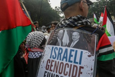 Bogor, Batı Java, Endonezya 'daki Filistin yanlısı protestocular, 1 Haziran 2024' te Rafah 'ta İsrail' in Filistin mülteci kampına düzenlediği ve birçok kişinin ölümüne yol açan saldırıya karşı tüm gözler Rafah 'ın üzerinde olsun.