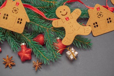 Noel arkaplanı şeker ve Noel oyuncakları